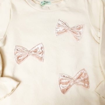 hakka kids「リボンアップリケミニ裏毛裏起毛トレーナー」(90-150cm）の画像