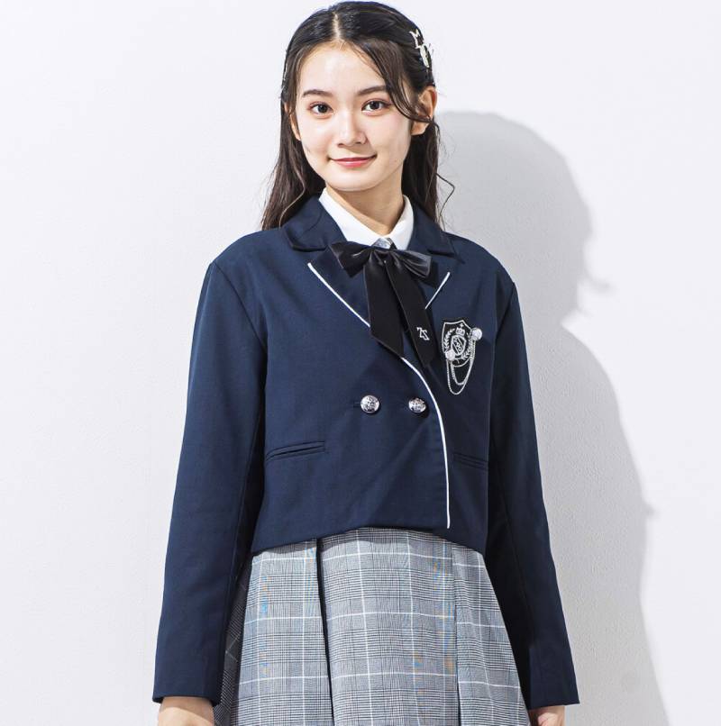 ZIDDY「ホワイトパイピングショート丈テーラードジャケット」(150-160cm)の画像