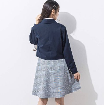 ZIDDY「ホワイトパイピングショート丈テーラードジャケット」(150-160cm)の画像