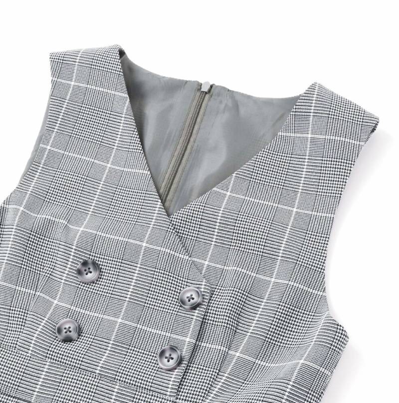 ZIDDY「シフォンプリーツ入りチェック柄ジャンパースカート」 (150-160cm) の画像