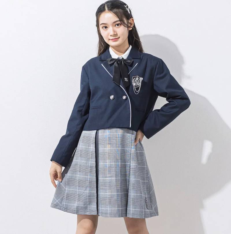 ZIDDY「シフォンプリーツ入りチェック柄ジャンパースカート」 (150-160cm) の画像