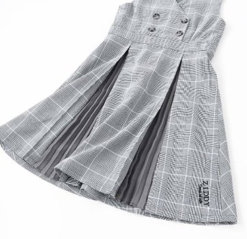 ZIDDY「シフォンプリーツ入りチェック柄ジャンパースカート」 (150-160cm) の画像