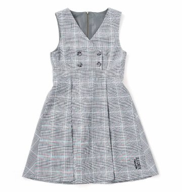 ZIDDY「シフォンプリーツ入りチェック柄ジャンパースカート」 (150-160cm) の画像