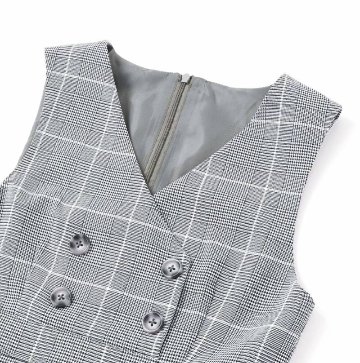 ZIDDY「シフォンプリーツ入りチェック柄ジャンパースカート」 (150-160cm) の画像