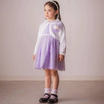 SLAP SLIP(スラップスリップ) 「フラワー刺繍裾スカラップ セレモニージャンパースカート」(110-130cm) の画像