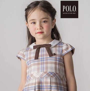 SLAP SLIP(スラップスリップ) 「【POLO BCSコラボ】袖切り替えジャケット+襟リボン付きチェックワンピース(110~130cm)」の画像