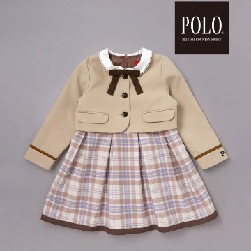 SLAP SLIP(スラップスリップ) 「【POLO BCSコラボ】袖切り替えジャケット+襟リボン付きチェックワンピース(110~130cm)」の画像