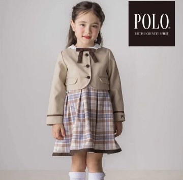 SLAP SLIP(スラップスリップ) 「【POLO BCSコラボ】袖切り替えジャケット+襟リボン付きチェックワンピース(110~130cm)」の画像