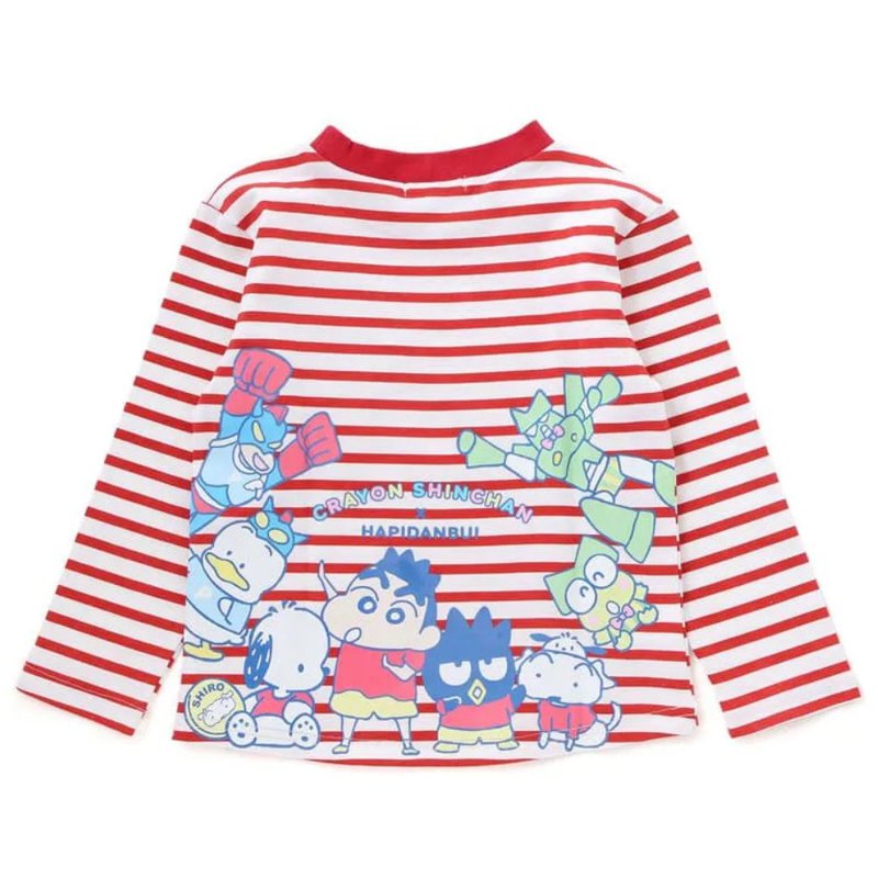 【原作クレヨンしんちゃん×はぴだんぶい×SLAPSLIP】デニムポケット付きバックプリントTシャツ(80-120cm)　【メール便送料198円対応】の画像