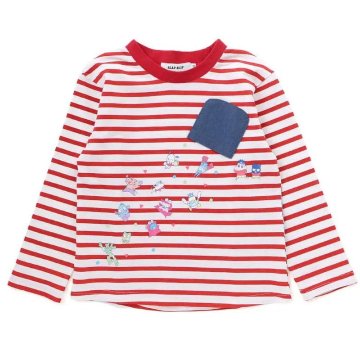 【原作クレヨンしんちゃん×はぴだんぶい×SLAPSLIP】デニムポケット付きバックプリントTシャツ(80-120cm)　【メール便送料198円対応】の画像