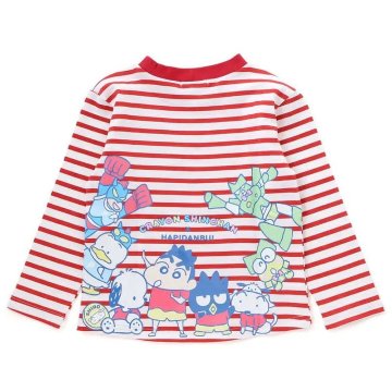 【原作クレヨンしんちゃん×はぴだんぶい×SLAPSLIP】デニムポケット付きバックプリントTシャツ(80-120cm)　【メール便送料198円対応】の画像