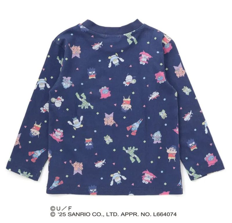 【原作クレヨンしんちゃん×はぴだんぶい×SLAPSLIP】「フロントプリント半袖Tシャツ+総柄長袖Tシャツ2点セット」(80~120cm)　【メール便送料198円対応】の画像