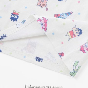 【原作クレヨンしんちゃん×はぴだんぶい×SLAPSLIP】「フロントプリント半袖Tシャツ+総柄長袖Tシャツ2点セット」(80~120cm)　【メール便送料198円対応】の画像