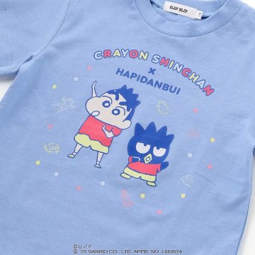 【原作クレヨンしんちゃん×はぴだんぶい×SLAPSLIP】「フロントプリント半袖Tシャツ+総柄長袖Tシャツ2点セット」(80~120cm)　【メール便送料198円対応】の画像