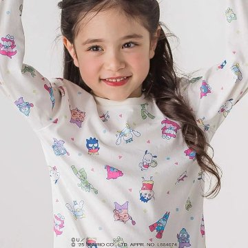 【原作クレヨンしんちゃん×はぴだんぶい×SLAPSLIP】「フロントプリント半袖Tシャツ+総柄長袖Tシャツ2点セット」(80~120cm)　【メール便送料198円対応】の画像