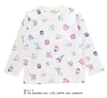 【原作クレヨンしんちゃん×はぴだんぶい×SLAPSLIP】「フロントプリント半袖Tシャツ+総柄長袖Tシャツ2点セット」(80~120cm)　【メール便送料198円対応】の画像