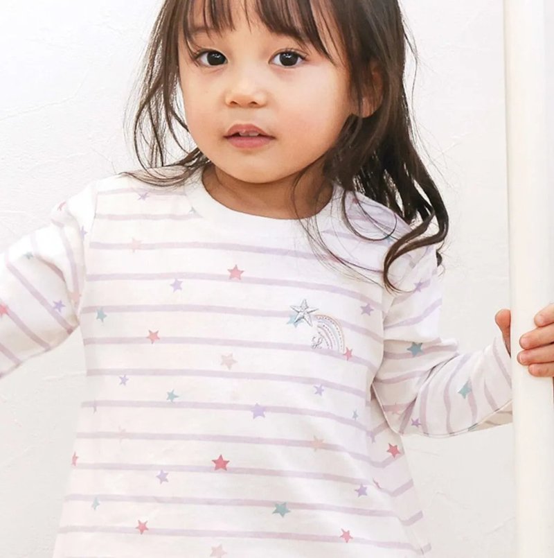 SLAP SLIP【スララク/防汚加工/オーガニックコットン】ときめきデザイン女の子長袖Tシャツ(80~130cm)【メール便送料198円対応】の画像