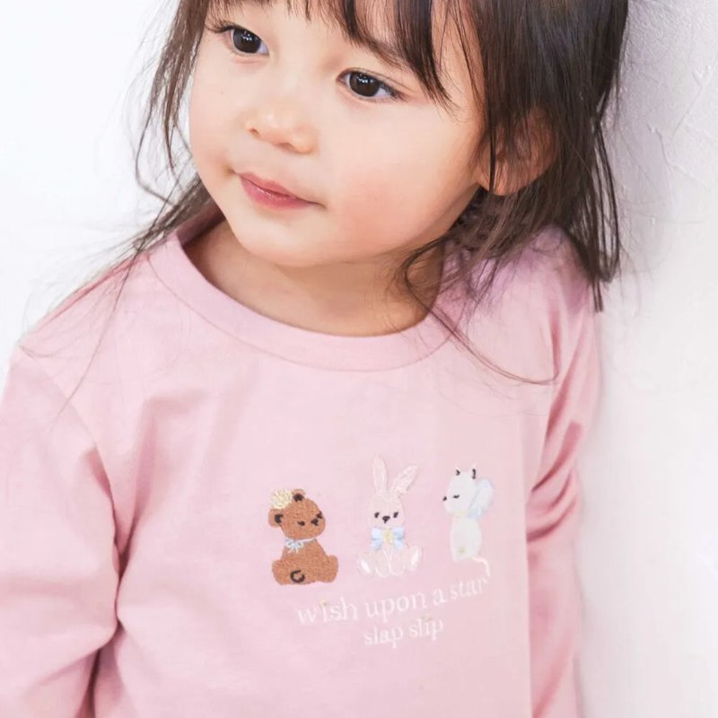 SLAP SLIP【スララク/防汚加工/オーガニックコットン】ときめきデザイン女の子長袖Tシャツ(80~130cm)【メール便送料198円対応】の画像