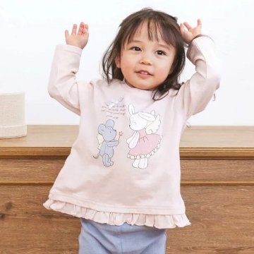 SLAP SLIP【スララク/防汚加工/オーガニックコットン】ときめきデザイン女の子長袖Tシャツ(80~130cm)【メール便送料198円対応】の画像