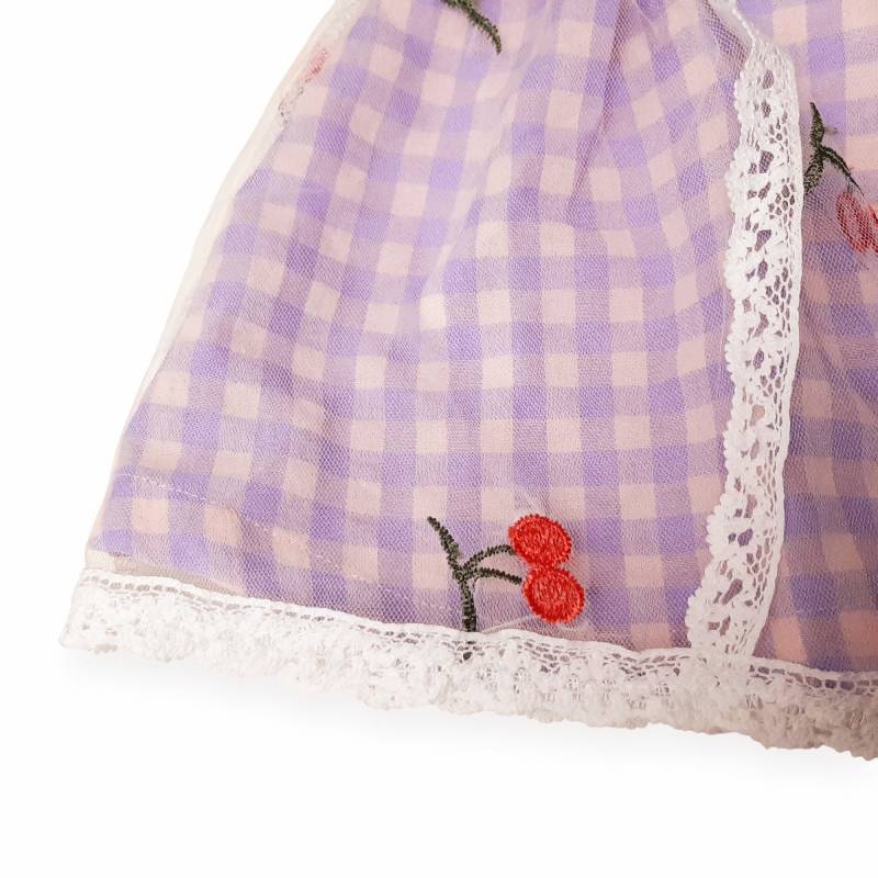 Souris(スーリー) 「ギンガムチェック サクランボ刺繍チュール ミルキースーツ 641」（80-90cm）の画像