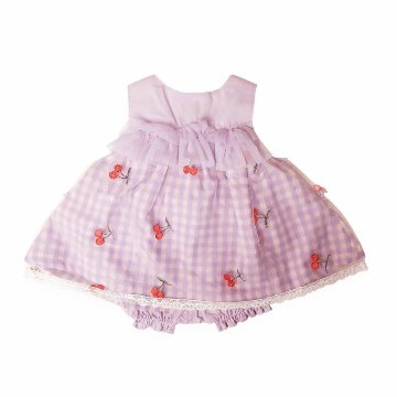 Souris(スーリー) 「ギンガムチェック サクランボ刺繍チュール ミルキースーツ 641」（80-90cm）の画像