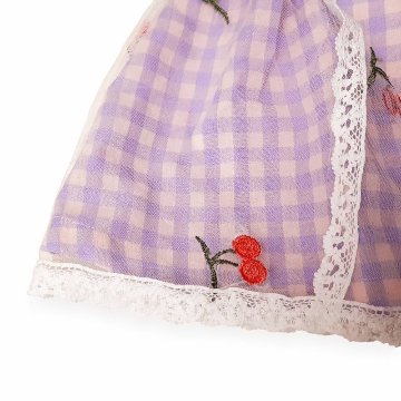 Souris(スーリー) 「ギンガムチェック サクランボ刺繍チュール ミルキースーツ 641」（80-90cm）の画像