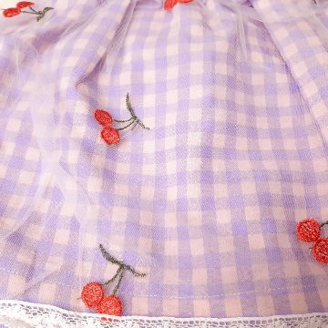 Souris(スーリー) 「ギンガムチェック サクランボ刺繍チュール ミルキースーツ 641」（80-90cm）の画像