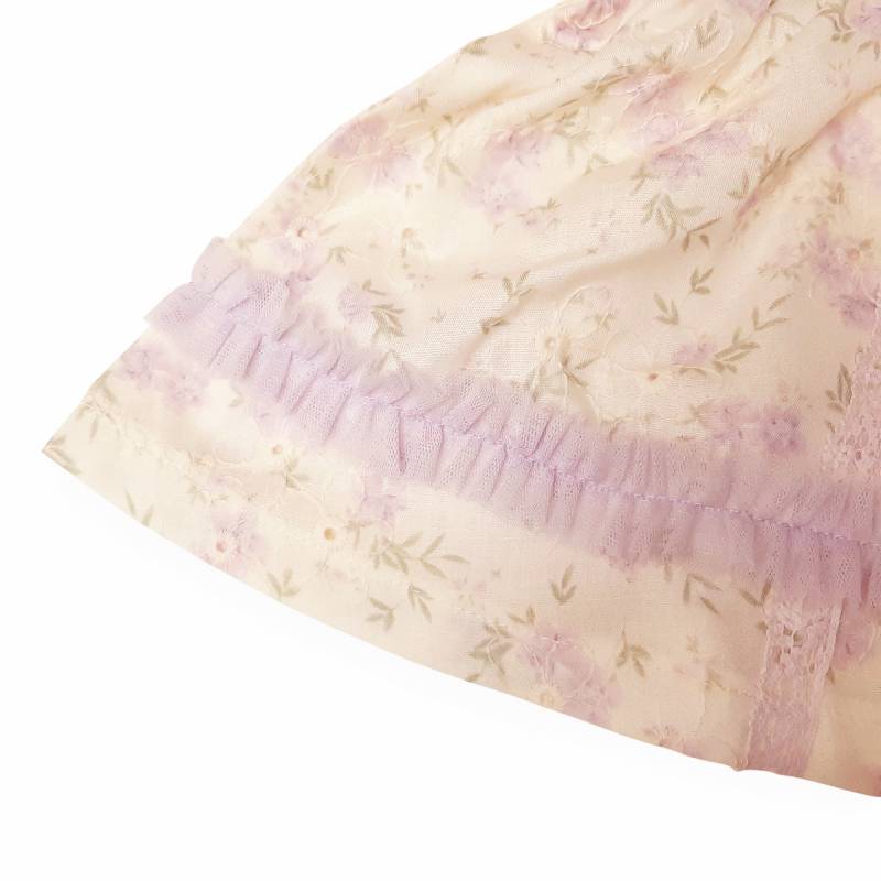 Souris(スーリー) 「丸襟フラワープリントonフラワー刺繍 ミルキースーツ 642」（80-90cm）の画像