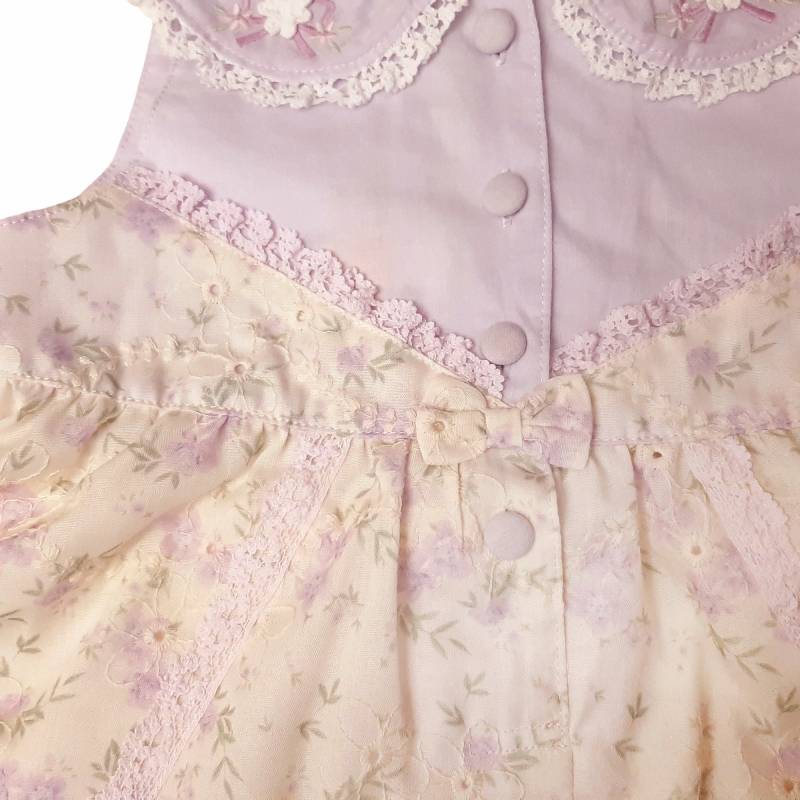 Souris(スーリー) 「丸襟フラワープリントonフラワー刺繍 ミルキースーツ 642」（80-90cm）の画像