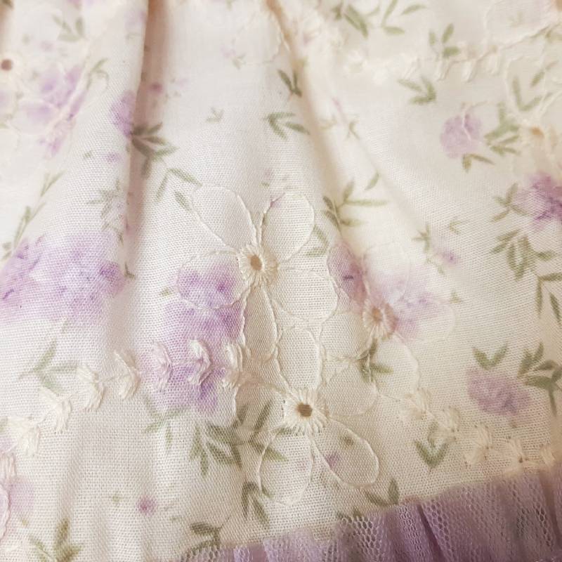 Souris(スーリー) 「丸襟フラワープリントonフラワー刺繍 ミルキースーツ 642」（80-90cm）の画像