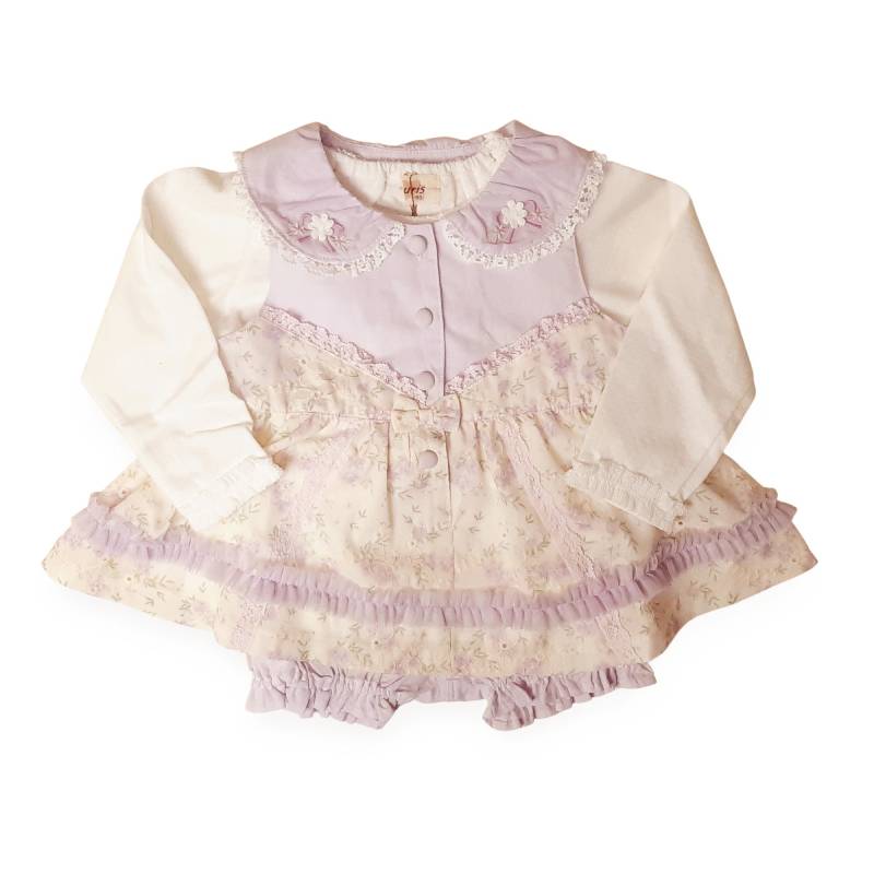 Souris(スーリー) 「丸襟フラワープリントonフラワー刺繍 ミルキースーツ 642」（80-90cm）の画像