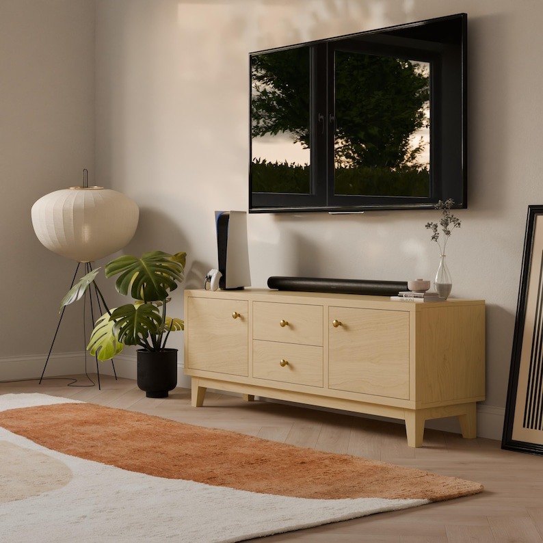ハードメープル　北欧風 　オイル(ナチュラ) 152」「テレビ台　キャビネット」ナチュラル サイドキャビネットの画像