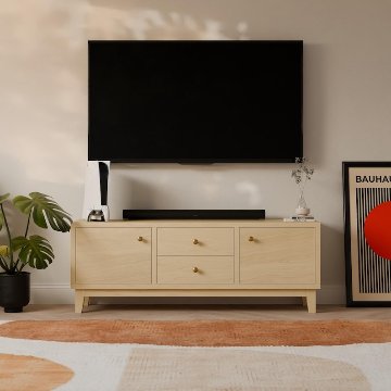 ハードメープル　北欧風 　オイル(ナチュラ) 152」「テレビ台　キャビネット」ナチュラル サイドキャビネットの画像