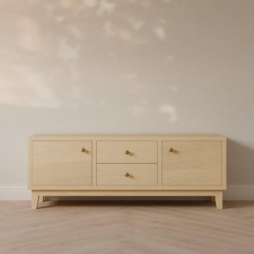 ハードメープル　北欧風 　オイル(ナチュラ) 152」「テレビ台　キャビネット」ナチュラル サイドキャビネットの画像