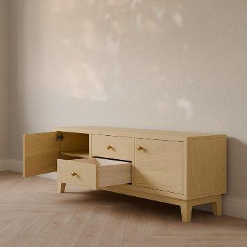 ハードメープル　北欧風 　オイル(ナチュラ) 152」「テレビ台　キャビネット」ナチュラル サイドキャビネットの画像