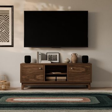 北欧スタイルキャビネット　オイル仕上げ　ブラックウォルナット突板　livingボードの画像