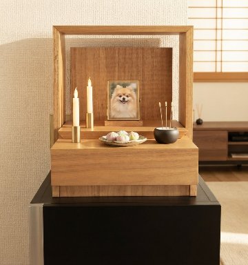 ミニマル仏壇 　天然オイル仕上げの 「NUKUMORI（ぬくもり）ライフ仏壇 「SORAE（ソラエ）」小さなお仏壇　ペットのお仏壇　コンパクトな桐の仏壇、オイル仕上げ、どこにでも置けるの画像