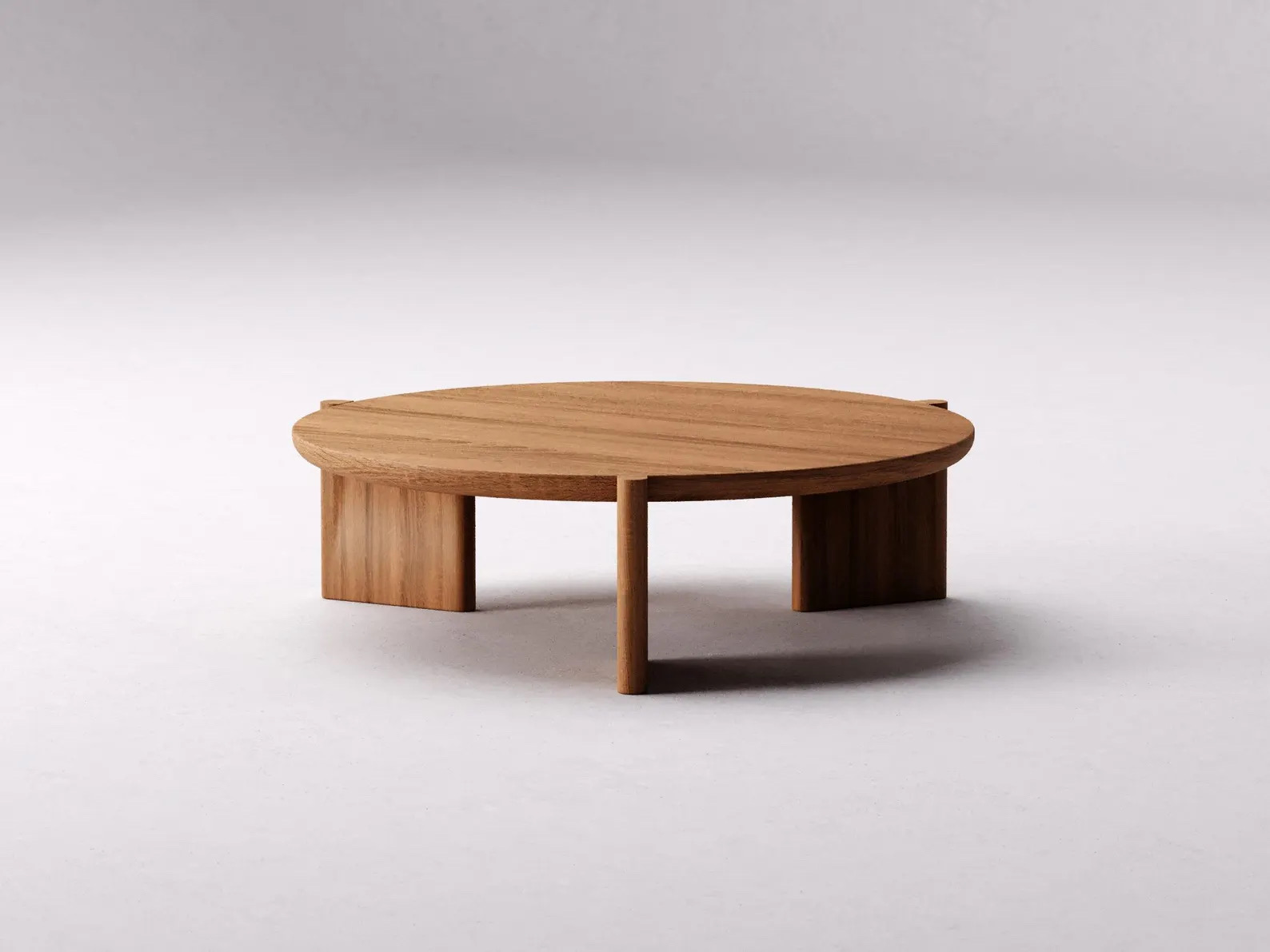 【カスタムオーダー】オーク無垢材 ラウンドコーヒーテーブル（35mm厚 / オスモオイル仕上げ）職人手作りの画像