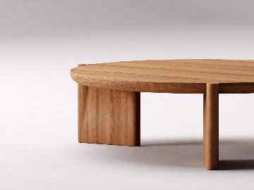 【カスタムオーダー】オーク無垢材 ラウンドコーヒーテーブル（35mm厚 / オスモオイル仕上げ）職人手作りの画像