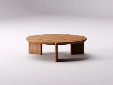 【カスタムオーダー】オーク無垢材 ラウンドコーヒーテーブル（35mm厚 / オスモオイル仕上げ）職人手作りの画像