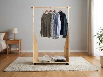 【丈夫です】ハンガーラック｜移動らくらくハンガーラック｜シンプル　簡単に組み立て｜北欧風カントリー｜北欧パイン　オイル仕上げ　の画像