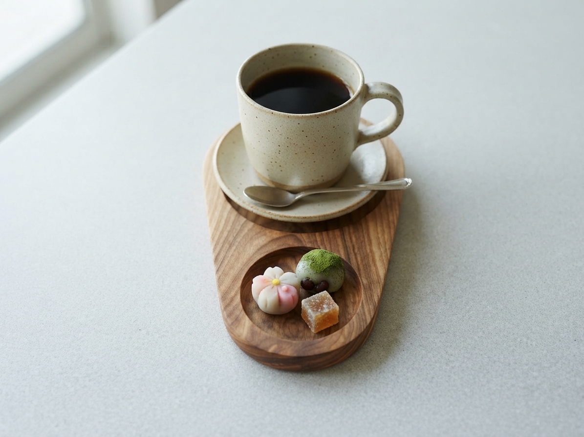 オーク材のコーヒートレイ、ティータイム用の木製サービングトレイ、無垢材トレイ、コーヒーサービングエスプレッソトレイ、サトモクショップの画像