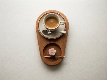 オーク材のコーヒートレイ、ティータイム用の木製サービングトレイ、無垢材トレイ、コーヒーサービングエスプレッソトレイ、サトモクショップの画像