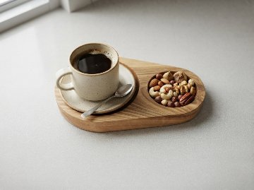 オーク材のコーヒートレイ、ティータイム用の木製サービングトレイ、無垢材トレイ、コーヒーサービングエスプレッソトレイ、サトモクショップの画像