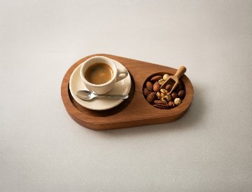 オーク材のコーヒートレイ、ティータイム用の木製サービングトレイ、無垢材トレイ、コーヒーサービングエスプレッソトレイ、サトモクショップの画像