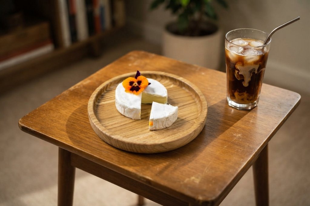 小さなオーク材の丸皿、円形トレイ、朝食トレイ、コーヒーテーブルトレイ　おもてなし　ディナートレイ19㎝の画像