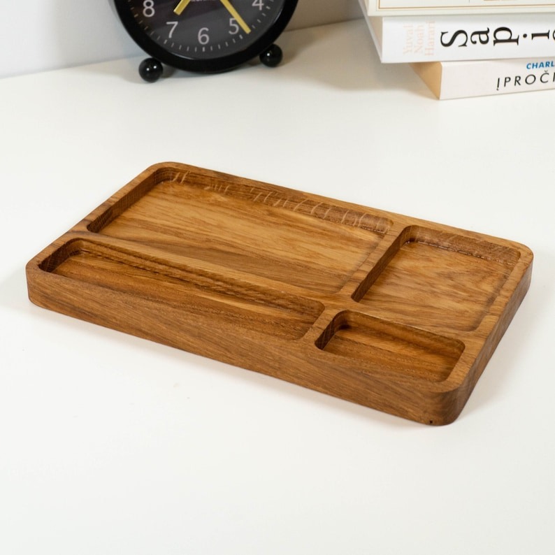 木製ペンシェルフ 、ペンオーガナイザ―、ペンオーガナイザー、無垢材オークジュエリートレイ、時計トレイ、バレットトレイ、の画像