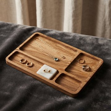 木製ペンシェルフ 、ペンオーガナイザ―、ペンオーガナイザー、無垢材オークジュエリートレイ、時計トレイ、バレットトレイ、の画像