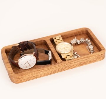 木製オーガナイザーオーク材トレイ、プレートナチュラル10 x 22 cmデスクアクセサリー 天然のクルミ油の画像