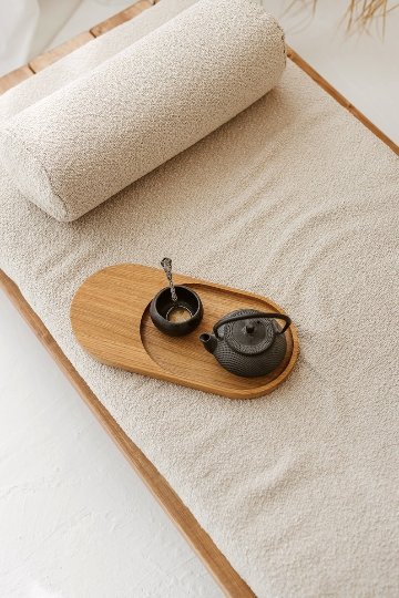 手作りのミニマリスト木製プレート、手作りの木製楕円形プレート、木製キートレイ、木製サービングトレイ　アロマセラピー　瞑想アイテムの画像